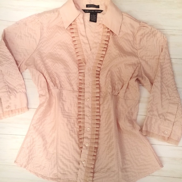 Antilia Femme Tops - Antilia Femme blouse, peachy pink ruffled,L